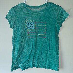 Life is Good Blue Lightweight “Land of the Free Because of the Brave” T-Shirt